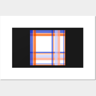 Cozy plaid tartan in cobalt blue and orange Posters and Art